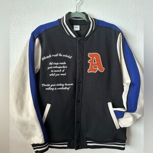 ZARA Black and Blue Varsity Medium Jacket